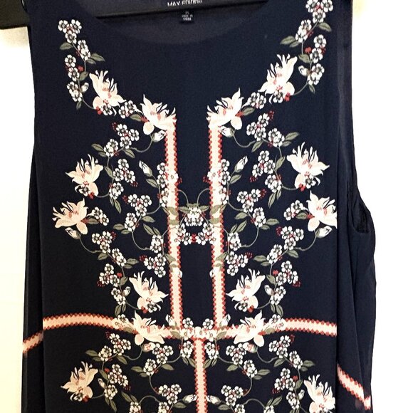 Max Edition Border Print Chiffon Trapeze Dress, X:L - Picture 3 of 5